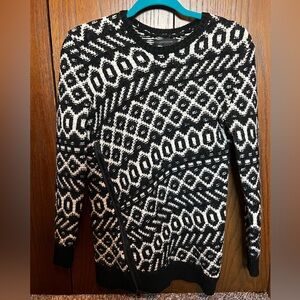 Ann Taylor Black and White Geometric Sweater